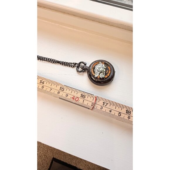 Route 66 Pocket Watch Quartz Movement With Chain Necklace Black Vintage Style - Picture 3 of 6